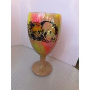 Rainbow brite glitter wine glass plastic cup drinking cup